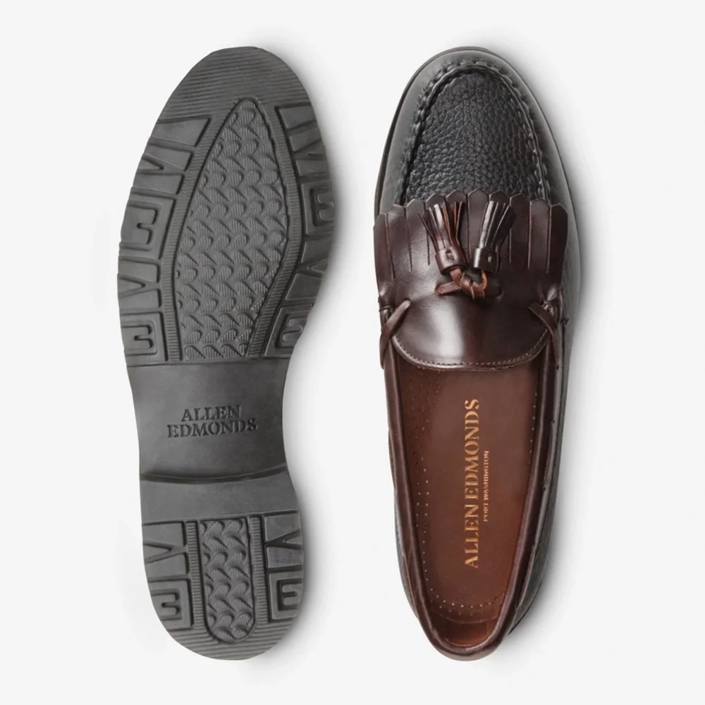 Allen Edmonds Nashua Tassel Loafer in Black & Brown - Picture 2 of 10